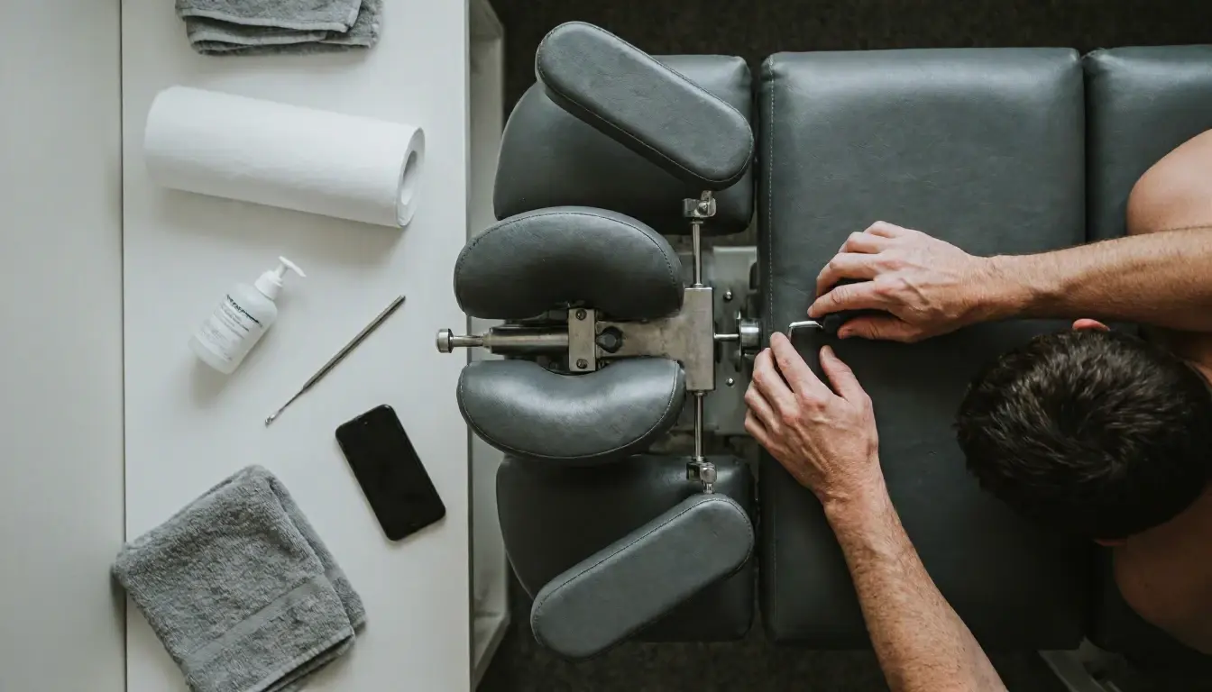 Chiropractic Table in Chiropractor: Chiropractic Table is a specialized piece of equipment designed to support patients—vi...
