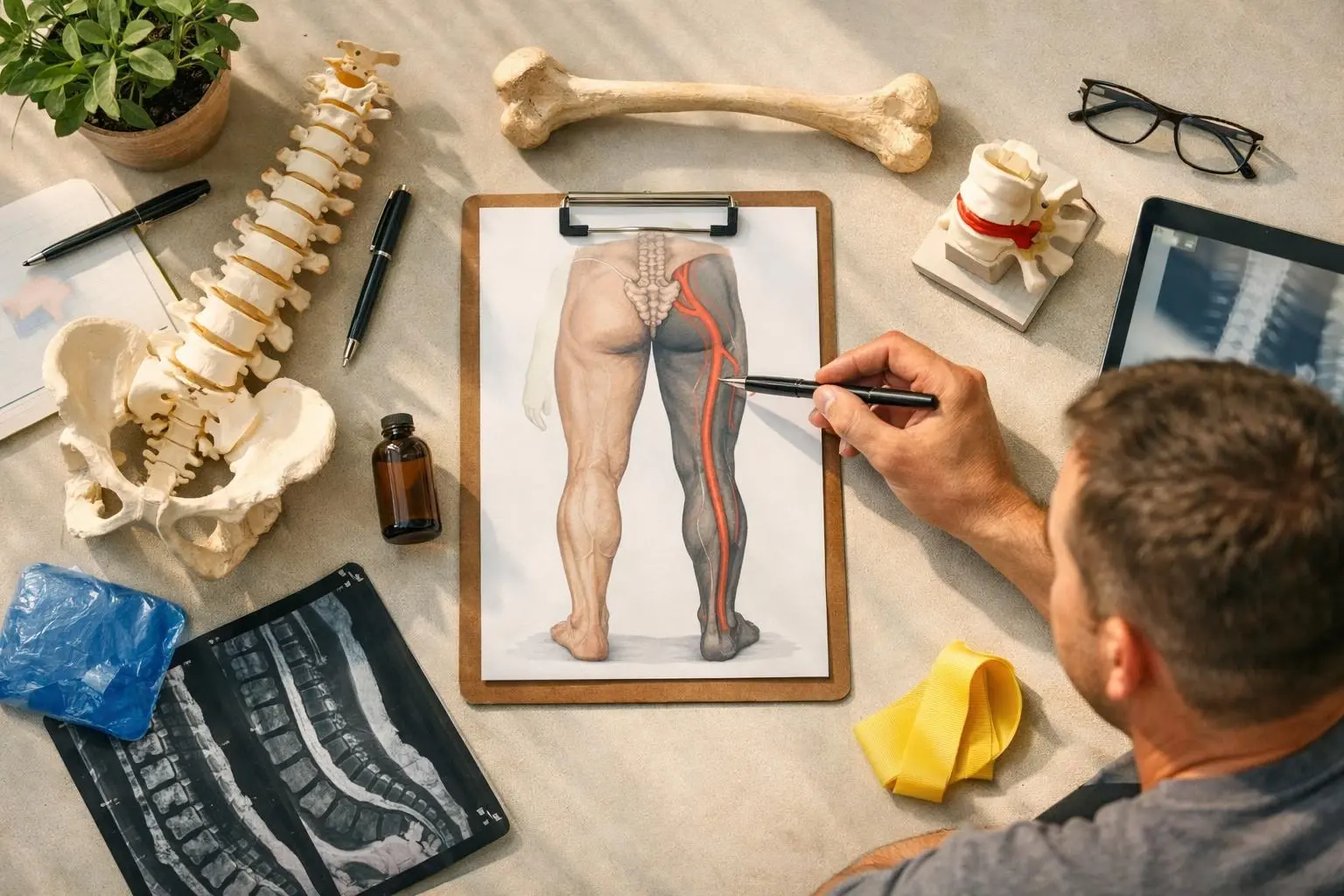 Sciatica in Chiropractor: Sciatica is pain that radiates along the path of the sciatic nerve—visual guide